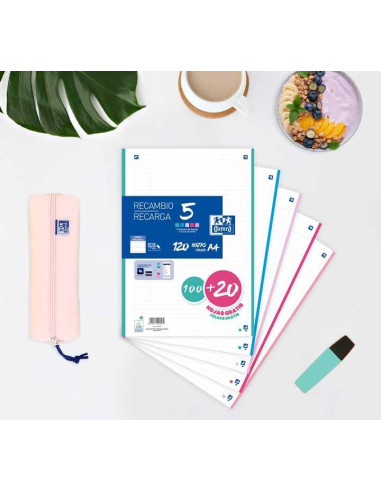 RECAMBIO OXFORD CLASSIC COLOR 5 A4 100h20h HORIZONTAL COLORES PASTEL