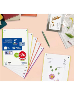 RECAMBIO OXFORD CLASSIC COLOR 5 A4 100h20h LISO COLORES VIVOS 2