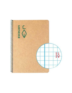 CUADERNO ESPIRAL 50h ESCOLOFI GREEN ESCOLAR A5 4x4