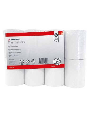 PAQUETE 8 ROLLOS PAPEL TÉRMICO DE SUMADORA 80x60mm 55gr