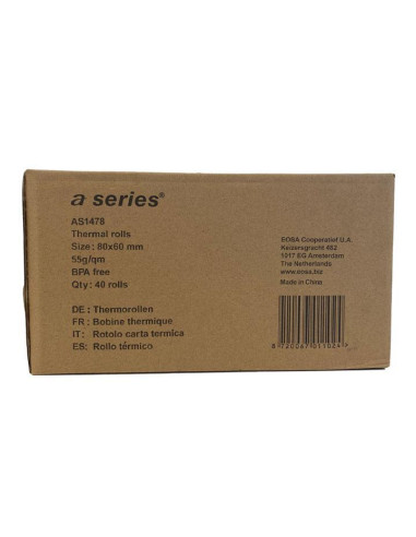 PAQUETE 8 ROLLOS PAPEL TÉRMICO DE SUMADORA 80x60mm 55gr