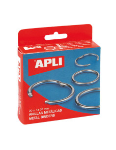 APLI ANILLAS METÁLICAS ARTICULADAS Ø32MM CAJA 20 UD NIQUELADAS