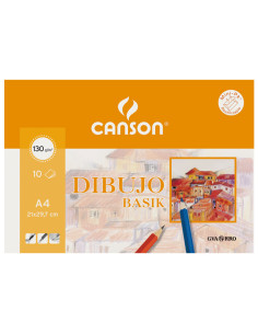 MINIPACK 10h LÁMINAS CANSON DE DIBUJO BASIK 130gr A4