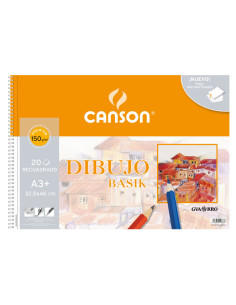 BLOC 20h CANSON DE DIBUJO BASIK 150gr A3 MICROPERFORADO LISO