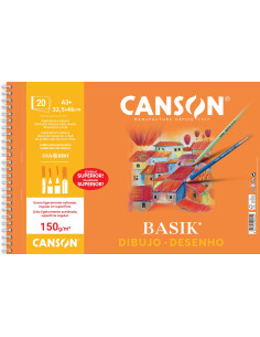 BLOC 20h CANSON DE DIBUJO BASIK 150gr A3 MICROPERFORADO LISO 2