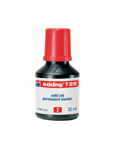 EDDING FRASCO DE TINTA T25 PARA ROTULADOR PERMANENTE 30ML ROJO