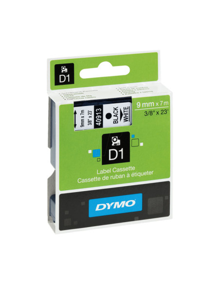 DYMO CINTA DE TRANSFERENCIA TERMICA D1 40913 ETIQUETAS ESTÁNDAR NEGRO SOBRE BLANCO DE  9MMX7M POLIESTER AUTOADHESIVA ROTULADORA