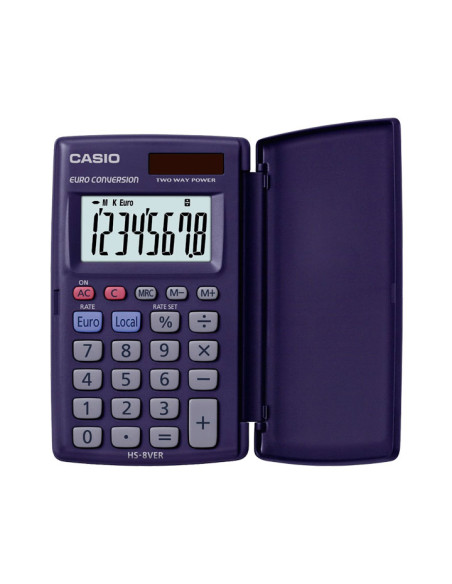 CASIO CALCULADORA DE OFICINA HS-8VER SOLAR 8 DÍGITOS VIOLETA OSCURO