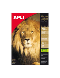 APLI PAPEL FOTOGRÁFICO PROFESIONAL PHOTO BRIGHT A4 240GR INKJET PAQUETE 60H BLANCO BRILLO