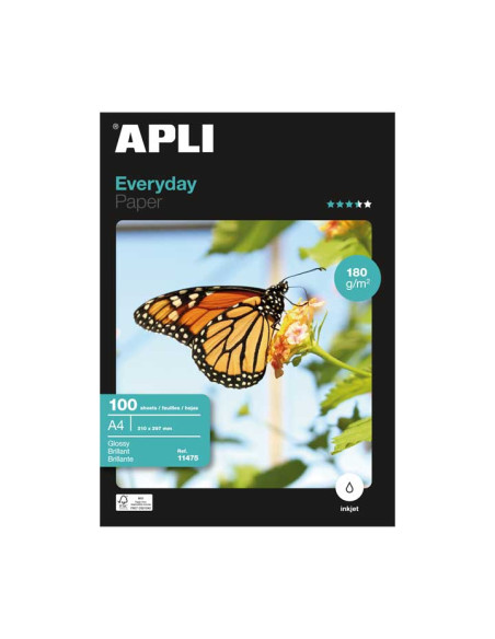 PAQUETE 100h PAPEL APLI EVERYDAY A4 180gr