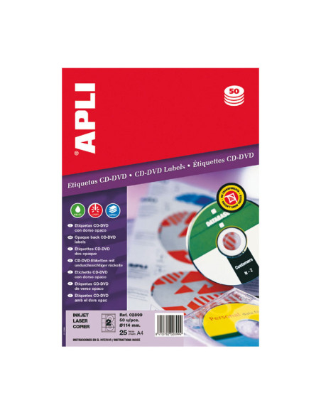 CAJA 25h ETIQUETAS APLI MULTIMEDIA  Ø 114mm