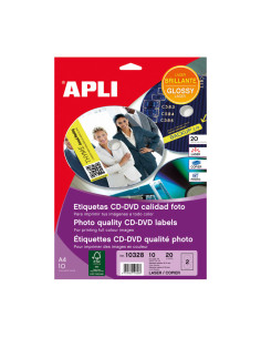 CAJA 10h ETIQUETAS APLI MULTIMEDIA GLOSSY Ø 117mm
