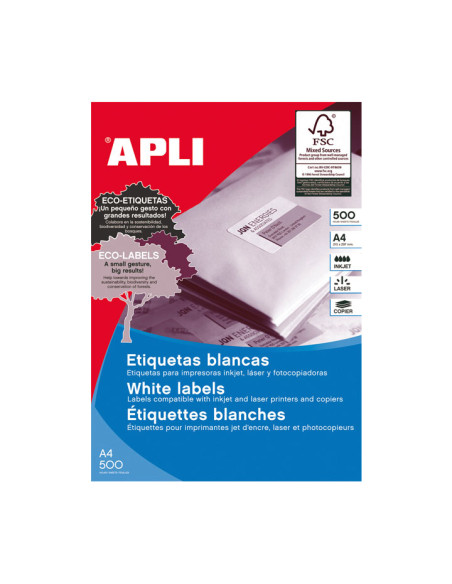 CAJA 500h ETIQUETAS POLIVALENTES APLI 210x297mm