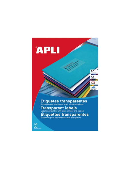 ETIQUETAS ADHIMPRAPLI A4 POLYESTER TRANSLUCMATE LS-CP BLISTER 20h 210x297 mm CRECTOS 20 uds01225