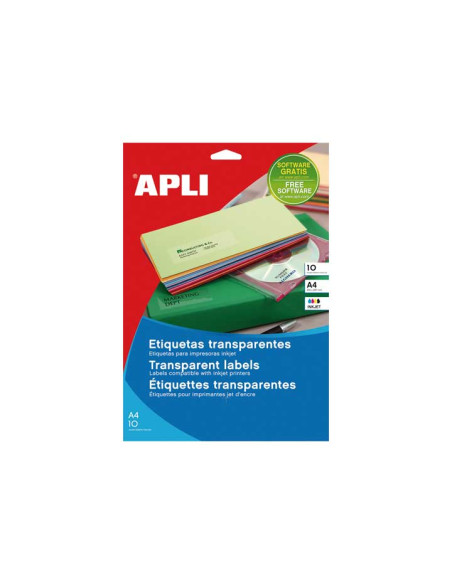 ETIQUETAS ADHIMPRAPLI A4 POLYESTER TRANSPBRILLO INKJET BLISTER 10h 210x297 mm CRECTOS 10 uds10053