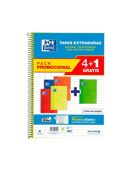 BLOC OXFORD SCHOOL tapa EXTRA F 80h HORIZONTAL 90g PACK 41 col vivos