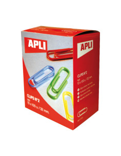 CAJA 100 CLIPS N 2 APLI LABIADOS COLORES