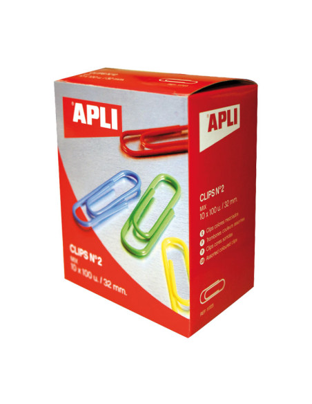 CAJA 100 CLIPS N 2 APLI LABIADOS COLORES