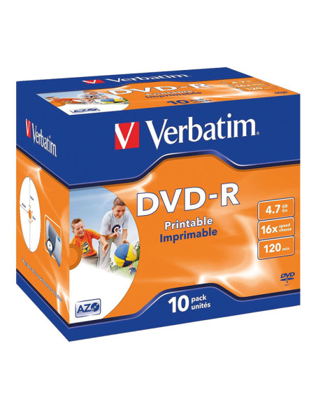 SLIM CASE 10 DVD-R VERBATIM 16X 47GB ADVANCED IMPRIMIBLE