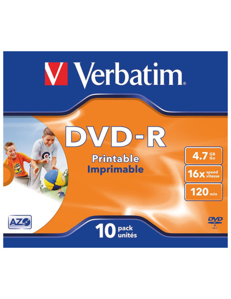 SLIM CASE 10 DVD-R VERBATIM 16X 47GB ADVANCED IMPRIMIBLE