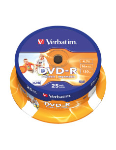 BOBINA 25 DVD-R VERBATIM 16X 47GB ADVANCED IMPRIMIBLE