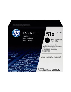 PACK DE AHORRO DE 2 CARTUCHOS DE TÓNER ORIGINAL LASERJET HP 51X DE ALTA CAPACIDAD