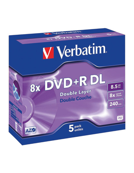 PACK 5 DVDR VERBATIM 8X 85GB ADVANCED DOBLE CAPA