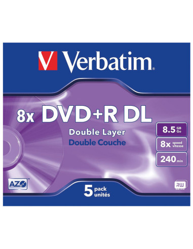 PACK 5 DVDR VERBATIM 8X 85GB ADVANCED DOBLE CAPA