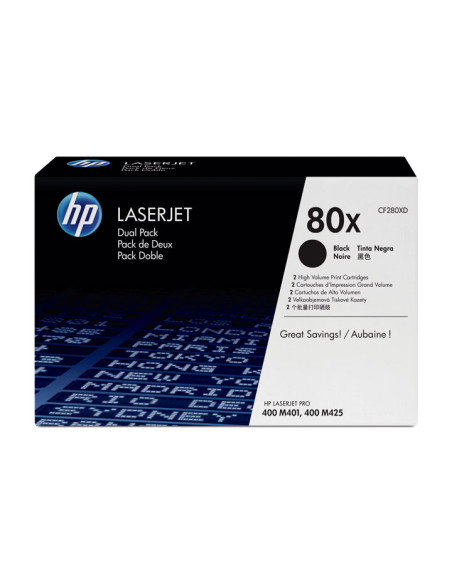 TONER HP N 80XD CF280X LASERJET PRO M401  M425 NEGRO 6900 PÁG PACK 2 UD