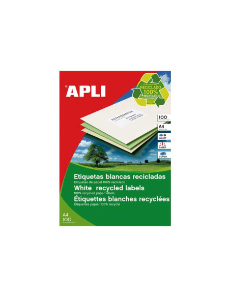 CAJA 100h ETIQUETAS APLI RECICLADAS 105X35mm