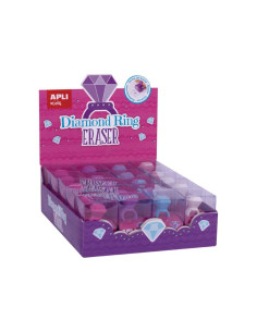 EXPOSITOR 20 GOMAS DE BORRAR APLI CON FORMA DE ANILLO DE DIAMANTE