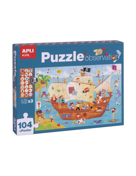 PUZLE EDUCATIVO APLI KIDS 104 PIEZAS OBSERVATION BARCO PIRATA
