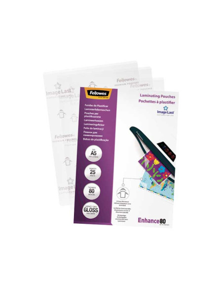 PACK 25 FUNDAS BRILLO FELLOWES PARA PLASTIFICAR A5 80 MICRAS