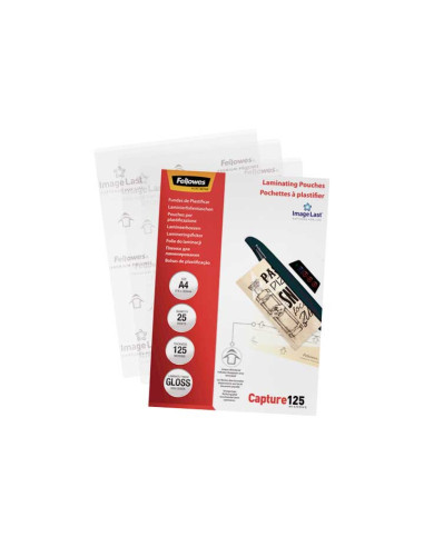 FELLOWES FUNDAS DE PLASTIFICAR 125 MICRAS A4 BRILLO PACK 25 UD