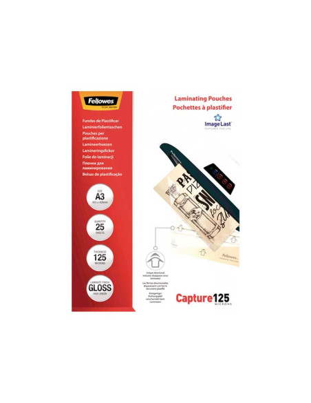 PACK 25 FUNDAS BRILLO FELLOWES PARA PLASTIFICAR A3 125 MICRAS