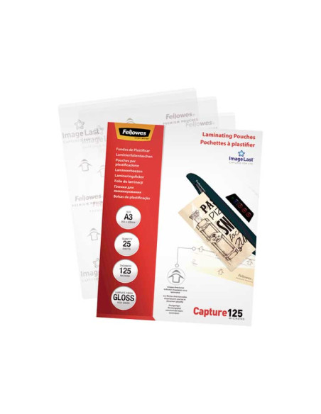 PACK 25 FUNDAS BRILLO FELLOWES PARA PLASTIFICAR A3 125 MICRAS