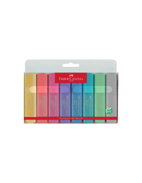 ESTUCHE 8 MARCADORES FLUORESCENTE FABER CASTELL TEXTLINER 1546 PASTEL