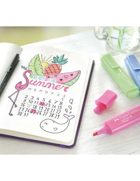 ESTUCHE 8 MARCADORES FLUORESCENTE FABER CASTELL TEXTLINER 1546 PASTEL