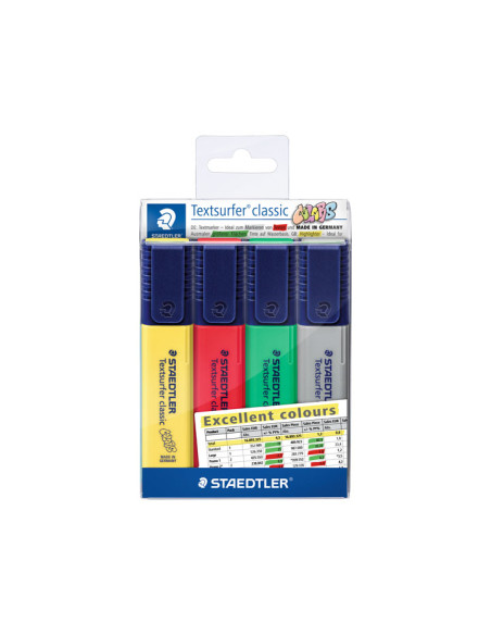 ESTUCHE 4 MARCADORES FLUORESCENTES STAEDTLER TEXTSURFER EXCELLENT COLOURS