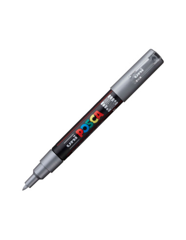 POSCA MARCADOR  PC-1M NO PERMANENTE PUNTA FINA 07-1MM PLATA