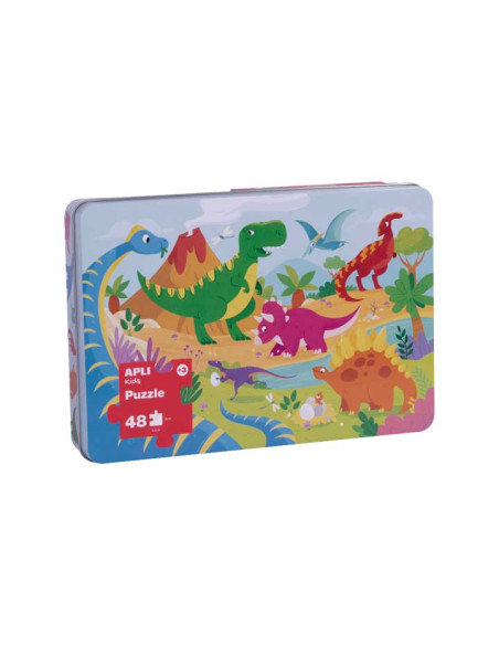 APLI PUZZLE TEMÁTICA DINOSAURIOS 24 PIEZAS CAJA METÁLICA 3 AÑOS