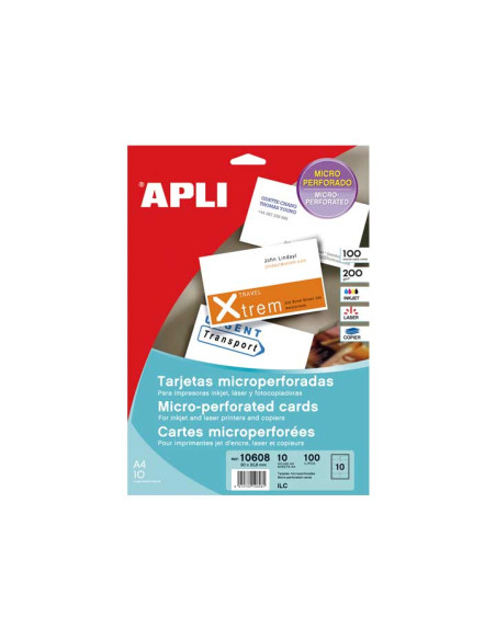 BLÍSTER 10h TARJETAS DE VISITA APLI MATE MICROPERFORADAS