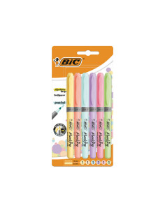 BLÍSTER 6 MARCADORES FLUORESCENTES BIC HIGHLIGHTER GRIP PASTEL
