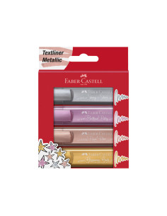 BLÍSTER 4 MARCADORES FLUORESCENTES FABER CASTELL TEXTLINER 1546 METAL