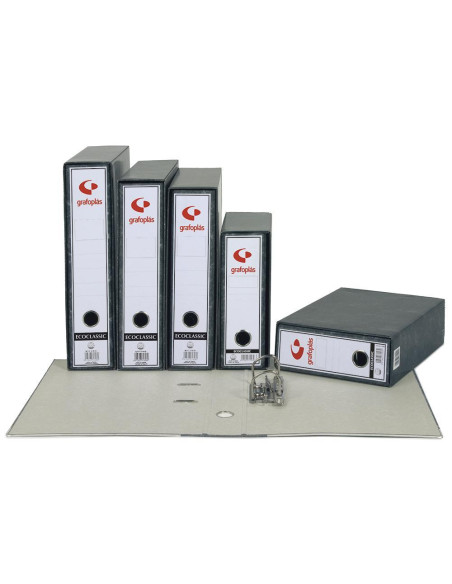 GRAFOPLÁS ESTUCHE ARCHIVADOR ECOCLASSIC FOLIO CARTÓN FORRADO PAPEL 2MM GRIS PLOMO
