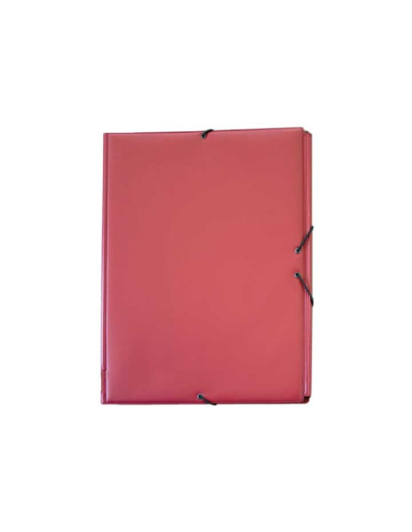 GRAFOPLÁS CARPETA CON GOMAS 3 SOLAPAS FOLIO FORRADAS PVC GRANATE