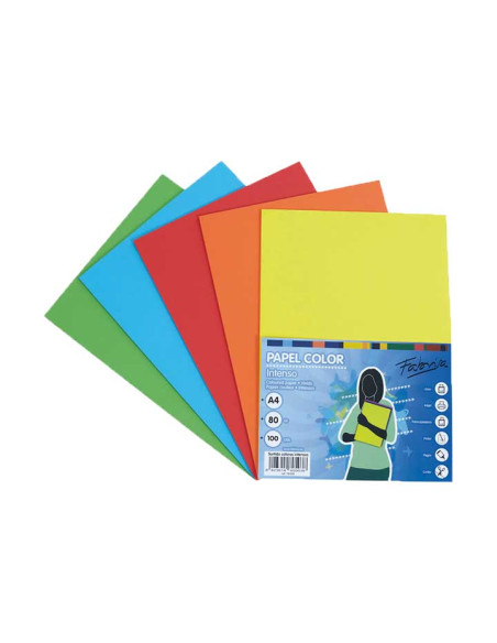 PAQUETE 100h PAPEL COLORES FABRISA A4 80gr SURTIDO INTENSO