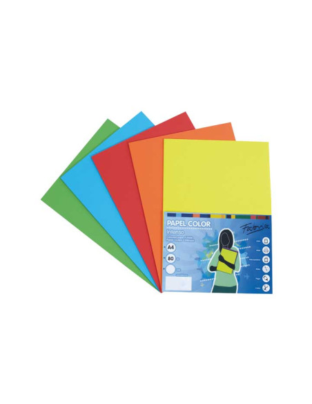 PAQUETE 250h PAPEL COLORES FABRISA A4 80gr SURTIDO INTENSO