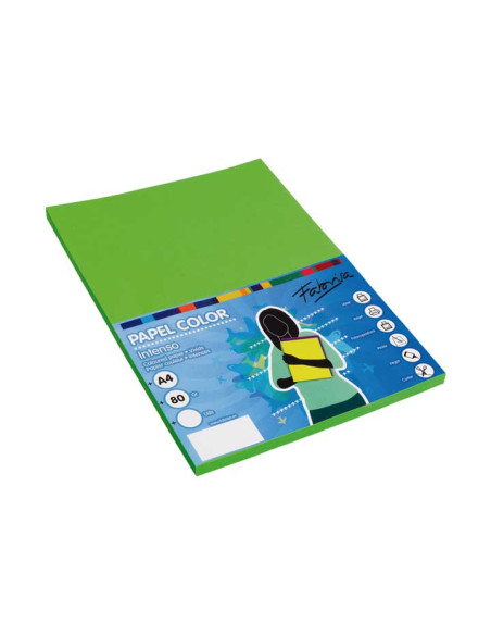 FABRISA PAPEL DIN A4 80GR INKJETLÁSER PAQUETE 100H COLOR VERDE FUERTE