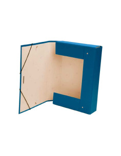 MARIOLA CAJA DE PROYECTOS CARTÓN FORRADO GELTEX ARMADA CIERRE GOMA Y LOMO DE 3CM AZUL